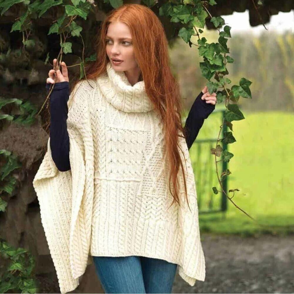 CARRAIGDONN 100%‎ MERINO WOOL SWEATER CAPE SHAWL